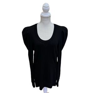 Torn by Ronny Kobo Black Long Sleeve Mini Dress Puffy Shoulders L